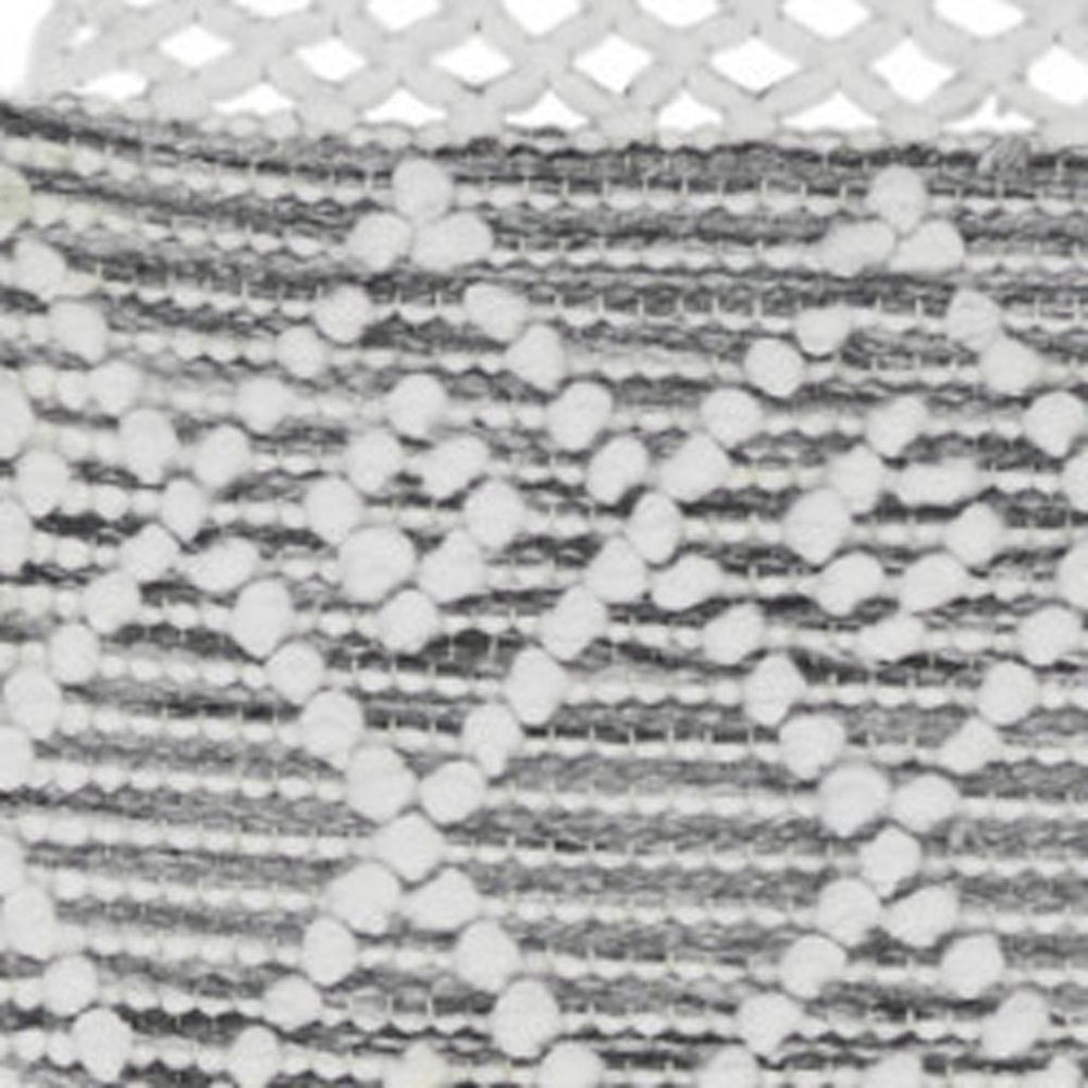 HomeRoots 8' Gray and Ivory Geometric Runner Rug - Hand Woven with Fringe, Perfect for Entryways & Hallways 533377
