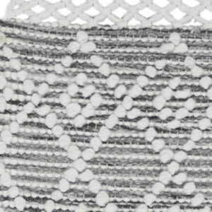 HomeRoots 8' Gray and Ivory Geometric Runner Rug - Hand Woven with Fringe, Perfect for Entryways & Hallways 533377