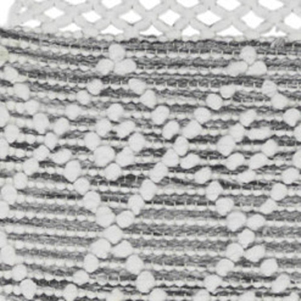 HomeRoots 8' Gray and Ivory Geometric Runner Rug - Hand Woven with Fringe, Perfect for Entryways & Hallways 533377