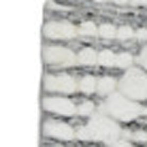 HomeRoots 8' Gray and Ivory Geometric Runner Rug - Hand-Woven with Fringe for Stylish Hallways & Entryways 533378