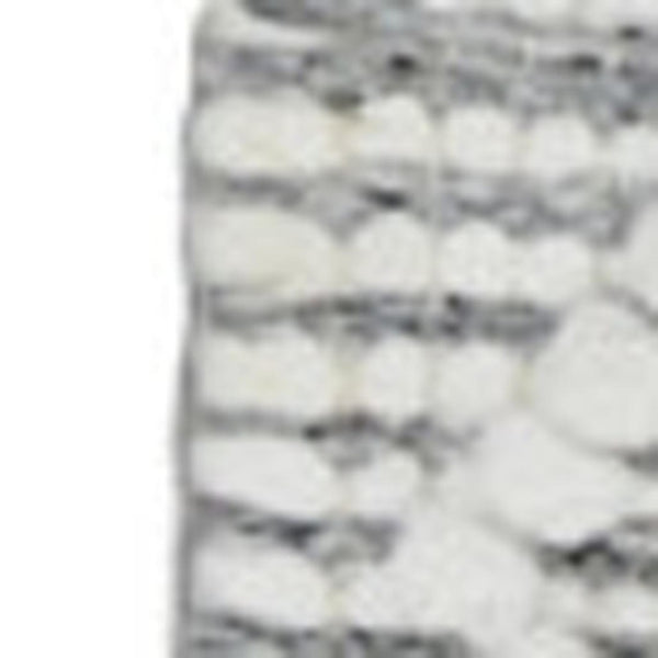 HomeRoots 8' Gray and Ivory Geometric Runner Rug - Hand-Woven with Fringe for Stylish Hallways & Entryways 533378