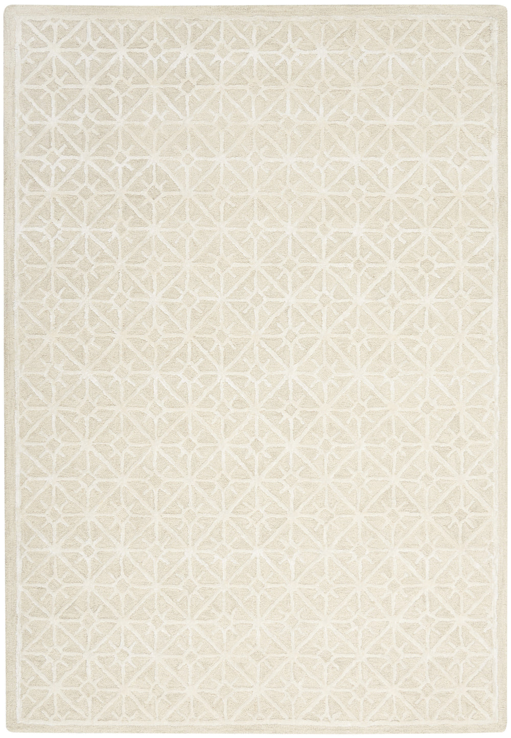 Homeroots 4' X 6' Ivory And Tan Geometric Hand Tufted Area Rug  Wool Blend 533379
