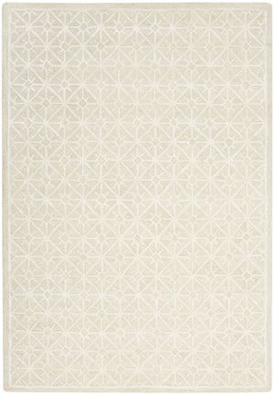 Homeroots 4' X 6' Ivory And Tan Geometric Hand Tufted Area Rug  Wool Blend 533379