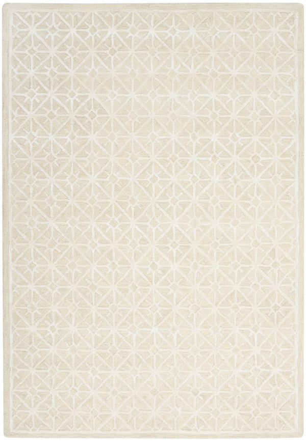 Homeroots 4' X 6' Ivory And Tan Geometric Hand Tufted Area Rug  Wool Blend 533379