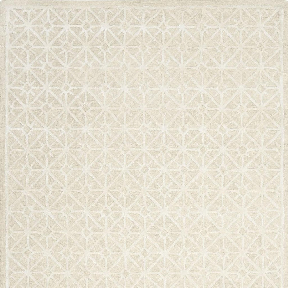 HomeRoots 4' X 6' Geometric Hand-Tufted Area Rug - Stylish Modern Design for Living Rooms and Bedrooms Ivory, Tan 533379