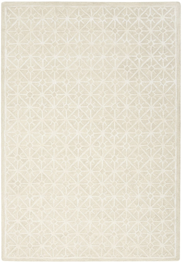 HomeRoots 4' X 6' Geometric Hand-Tufted Area Rug - Stylish Modern Design for Living Rooms and Bedrooms Ivory, Tan 533379