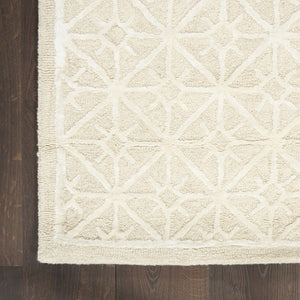 HomeRoots 4' X 6' Geometric Hand-Tufted Area Rug - Stylish Modern Design for Living Rooms and Bedrooms Ivory, Tan 533379