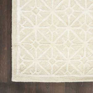 Homeroots 4' X 6' Ivory And Tan Geometric Hand Tufted Area Rug  Wool Blend 533379