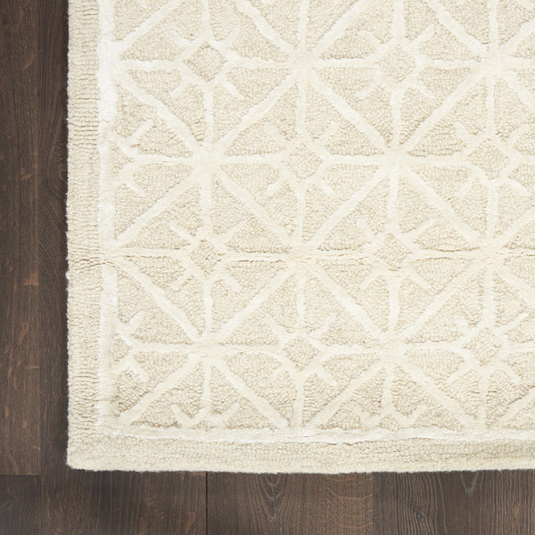 Homeroots 4' X 6' Ivory And Tan Geometric Hand Tufted Area Rug  Wool Blend 533379