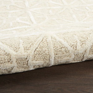 HomeRoots 4' X 6' Geometric Hand-Tufted Area Rug - Stylish Modern Design for Living Rooms and Bedrooms Ivory, Tan 533379
