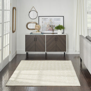 HomeRoots 4' X 6' Geometric Hand-Tufted Area Rug - Stylish Modern Design for Living Rooms and Bedrooms Ivory, Tan 533379