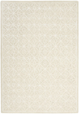 HomeRoots 4' X 6' Geometric Hand-Tufted Area Rug - Stylish Modern Design for Living Rooms and Bedrooms Ivory, Tan 533379