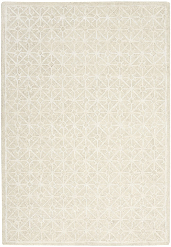 HomeRoots 4' X 6' Geometric Hand-Tufted Area Rug - Stylish Modern Design for Living Rooms and Bedrooms Ivory, Tan 533379