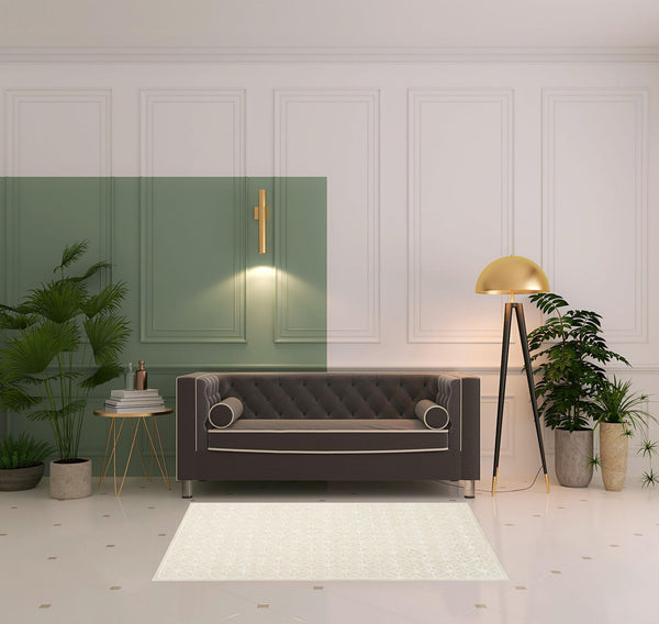 Homeroots 4' X 6' Ivory And Tan Geometric Hand Tufted Area Rug  Wool Blend 533379