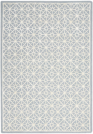 Homeroots 4' X 6' Light Blue And White Geometric Hand Tufted Area Rug  Wool Blend 533380