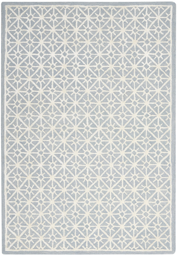 Homeroots 4' X 6' Light Blue And White Geometric Hand Tufted Area Rug  Wool Blend 533380