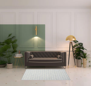 Homeroots 4' X 6' Light Blue And White Geometric Hand Tufted Area Rug  Wool Blend 533380