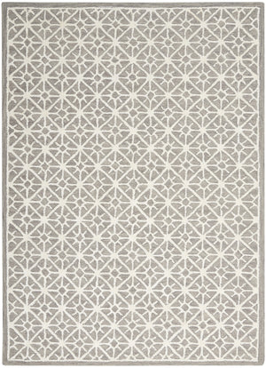 Homeroots 5' X 7' Gray And Ivory Geometric Hand Tufted Area Rug  Wool Blend 533385