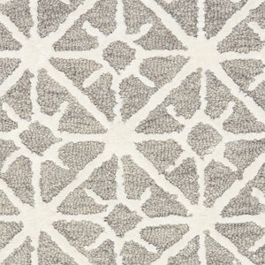 HomeRoots 4' Gray and Ivory Geometric Hand-Tufted Area Rug - Modern Style for Living Rooms and Bedrooms 5' X 8' 533385