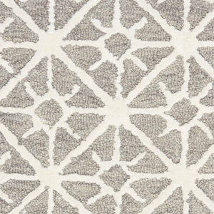 HomeRoots 4' Gray and Ivory Geometric Hand-Tufted Area Rug - Modern Style for Living Rooms and Bedrooms 5' X 8' 533385