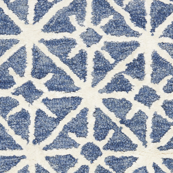 Homeroots 5' X 7' Blue And Off White Geometric Hand-tufted Area Rug – Stylish, Cozy, Perfect For Any Room Decor!  Wool Blend 533386