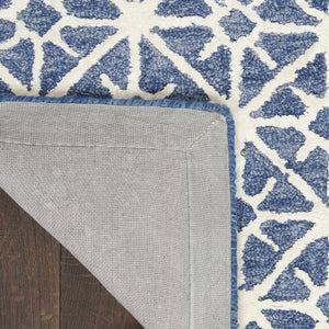 Homeroots 5' X 7' Blue And Off White Geometric Hand-tufted Area Rug – Stylish, Cozy, Perfect For Any Room Decor!  Wool Blend 533386
