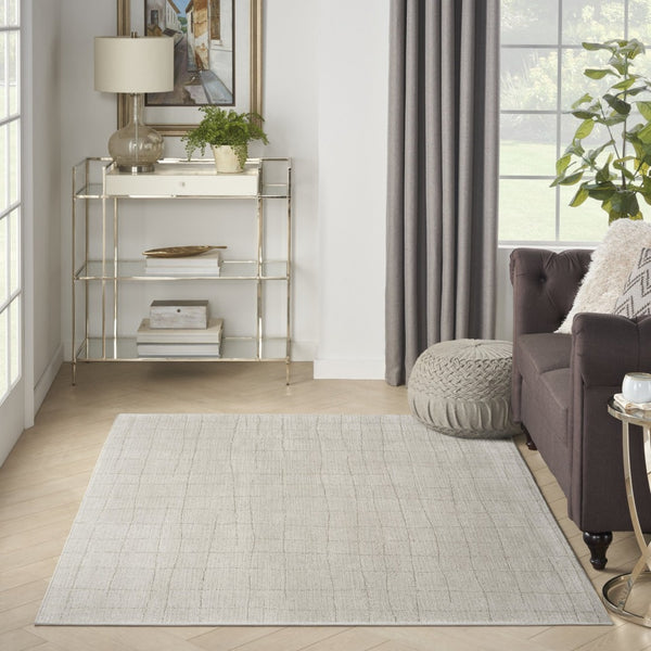 HomeRoots 4' X 6' Beige and Gray Abstract Power Loom Area Rug - Modern Design for Cozy Living Spaces! 533395