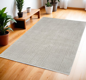 Homeroots 4' X 6' Gray And Silver Abstract Power Loom Area Rug  Polypropylene,Polyester 533396