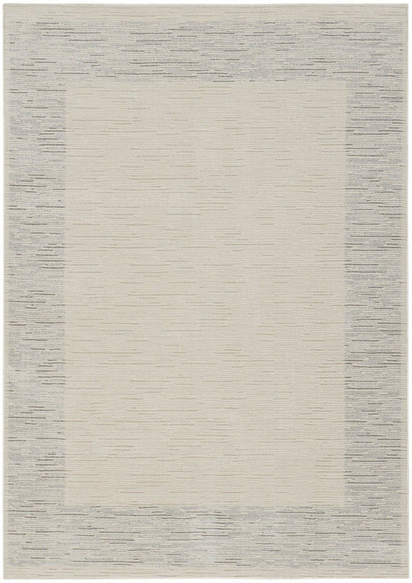 HomeRoots 4' Gray and Ivory Striped Area Rug - Modern Scandinavian Design for Entryways, Bedrooms, and More 5' X 7' 533399