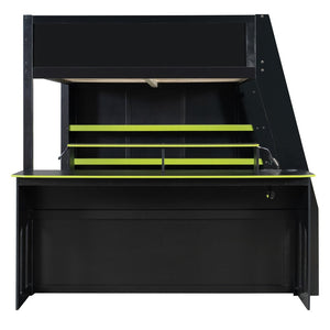 English Elm Full Size Wood Loft Bed with Rgb Lighting Desk and Multi-tier Shelves for Gaming Green LT000374AAG