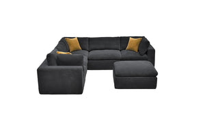 English Elm Coffee Bean Basket Weave Modular Sectional Foam Compressed with Toss Pillows Included Dark Gray B2748S00080