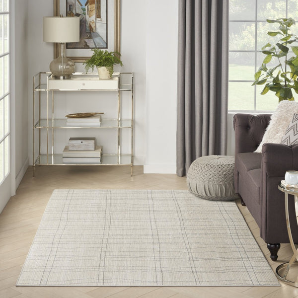 HomeRoots 4' Gray and Ivory Abstract Area Rug - Modern Scandinavian Design for Minimalist Home Decor Charm 5' X 7' 533401