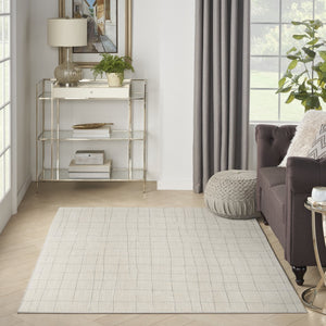 HomeRoots 4' Gray and Ivory Abstract Area Rug - Modern Scandinavian Design for Stylish Comfort and Durability 6' X 9' 533405