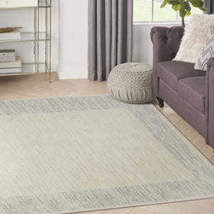 HomeRoots 4' Gray and Ivory Striped Area Rug - Modern Scandinavian Design for Entryways, Bedrooms, and More 6' X 9' 533406