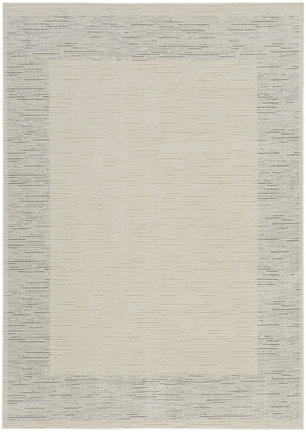 HomeRoots 4' Gray and Ivory Striped Area Rug - Modern Scandinavian Design for Entryways, Bedrooms, and More 6' X 9' 533406