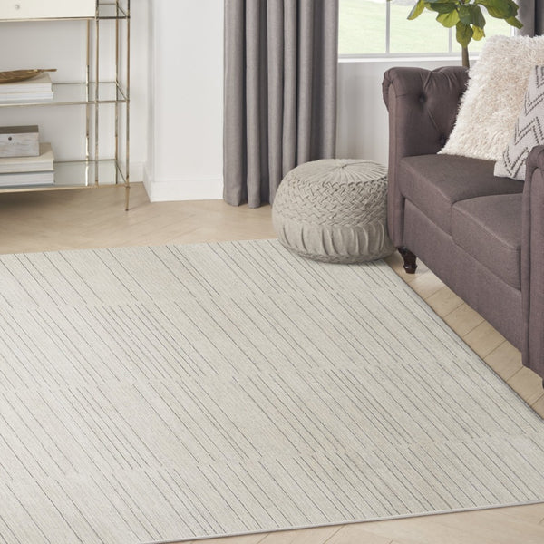HomeRoots 4' Gray and Ivory Abstract Area Rug - Modern Scandinavian Design for Effortless Elegance and Comfort 6' X 9' 533407