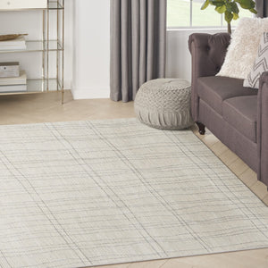 HomeRoots 4' Gray and Ivory Abstract Area Rug - Modern Scandinavian Design for Minimalist Home Decor Charm 6' X 9' 533408