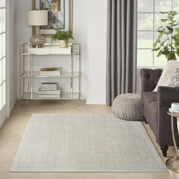 HomeRoots 5' Gray Abstract Area Rug - Scandinavian-Inspired, Durable, Modern Design Perfect for Any Room 6' X 9' 533409