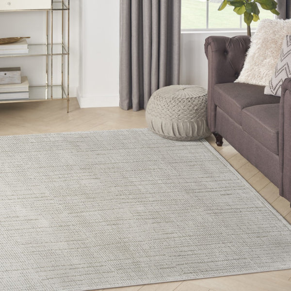 HomeRoots 4' Gray and Silver Abstract Area Rug - Modern Scandinavian Design for Stylish High-Traffic Spaces 6' X 9' 533410