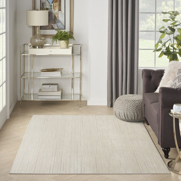 HomeRoots 4' Contemporary Gray and Ivory Abstract Area Rug - Stylish Scandinavian Design for Any Space 6' X 9' 533411