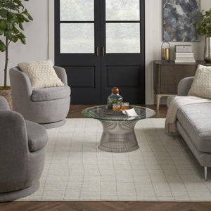 HomeRoots 4' Gray and Ivory Abstract Area Rug - Modern Scandinavian Design for Stylish Comfort and Durability 8' X 10' 533412