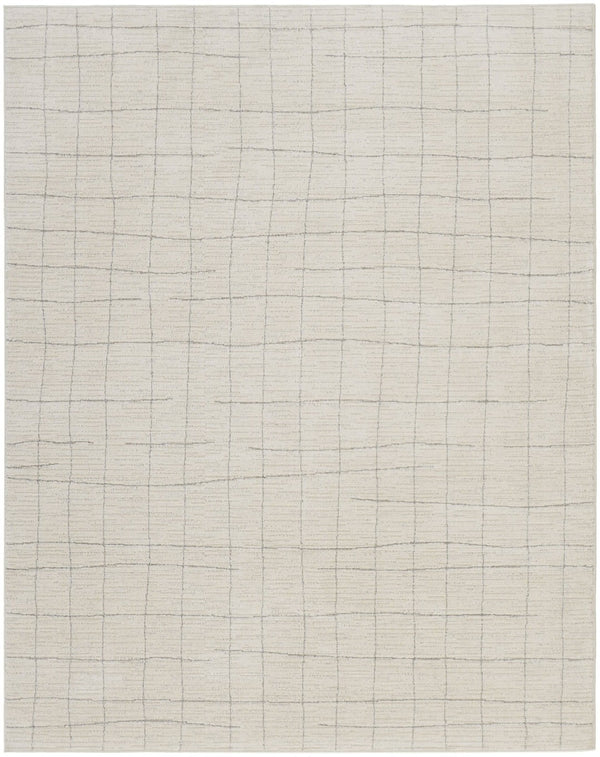 HomeRoots 4' Gray and Ivory Abstract Area Rug - Modern Scandinavian Design for Stylish Comfort and Durability 8' X 10' 533412