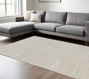 HomeRoots 4' Gray and Ivory Abstract Area Rug - Modern Scandinavian Design for Effortless Elegance and Comfort 8' X 10' 533414