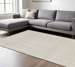 HomeRoots 4' Gray and Ivory Abstract Area Rug - Modern Scandinavian Design for Minimalist Home Decor Charm 8' X 10' 533415