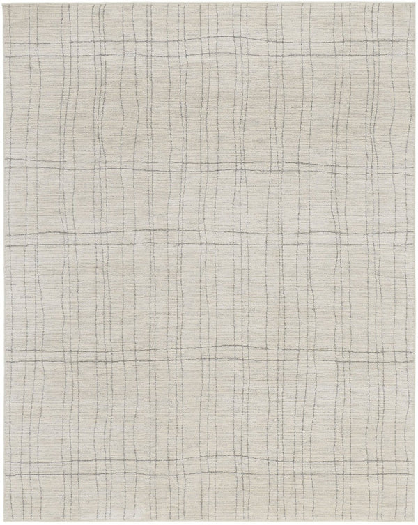 HomeRoots 4' Gray and Ivory Abstract Area Rug - Modern Scandinavian Design for Minimalist Home Decor Charm 8' X 10' 533415