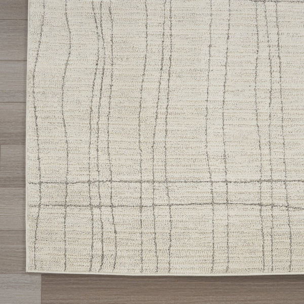 HomeRoots 4' Gray and Ivory Abstract Area Rug - Modern Scandinavian Design for Minimalist Home Decor Charm 8' X 10' 533415