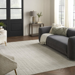 HomeRoots 4' Gray and Ivory Abstract Area Rug - Modern Scandinavian Design for Minimalist Home Decor Charm 8' X 10' 533415
