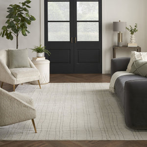 HomeRoots 4' Gray and Ivory Abstract Area Rug - Modern Scandinavian Design for Minimalist Home Decor Charm 8' X 10' 533415