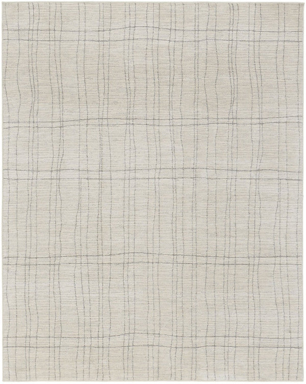 HomeRoots 4' Gray and Ivory Abstract Area Rug - Modern Scandinavian Design for Minimalist Home Decor Charm 8' X 10' 533415