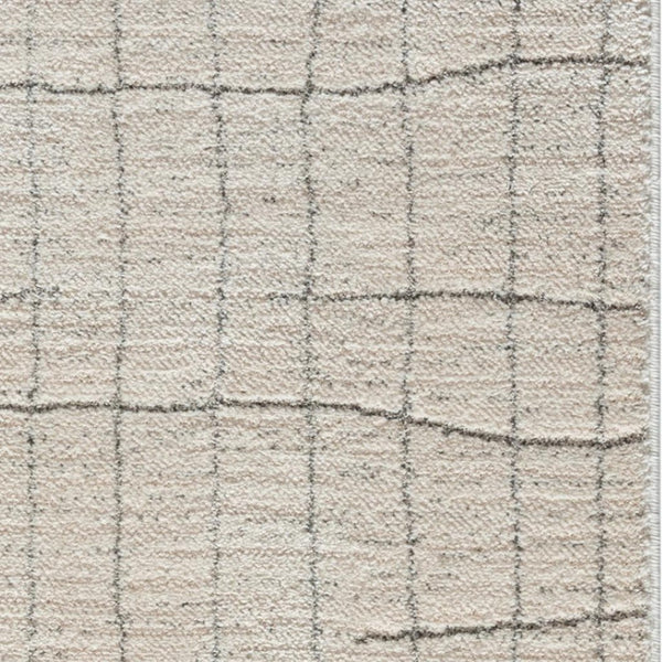 HomeRoots 8' Gray And Ivory Abstract Runner Rug - Durable, Stylish Accent for Hallways, Kitchens & Entryways 533419